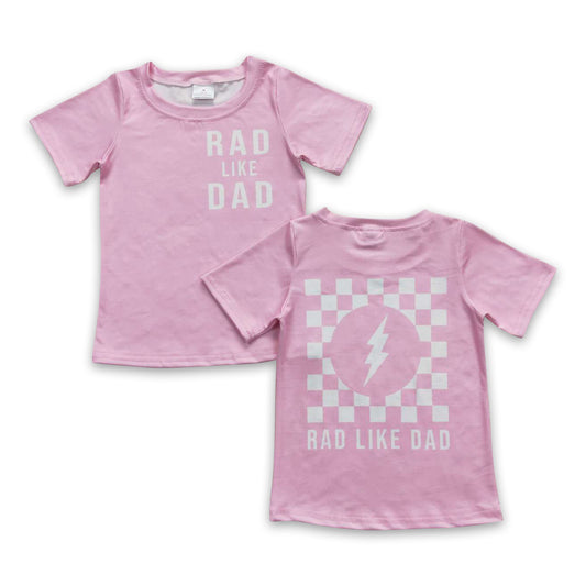 Pink plaid rad like dad short sleeves girls shirt