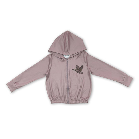 Duck long sleeves zipper hooded hunting girls jacket