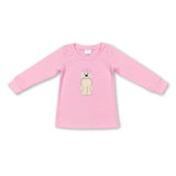 Pink dog bow long sleeves kids girls shirt
