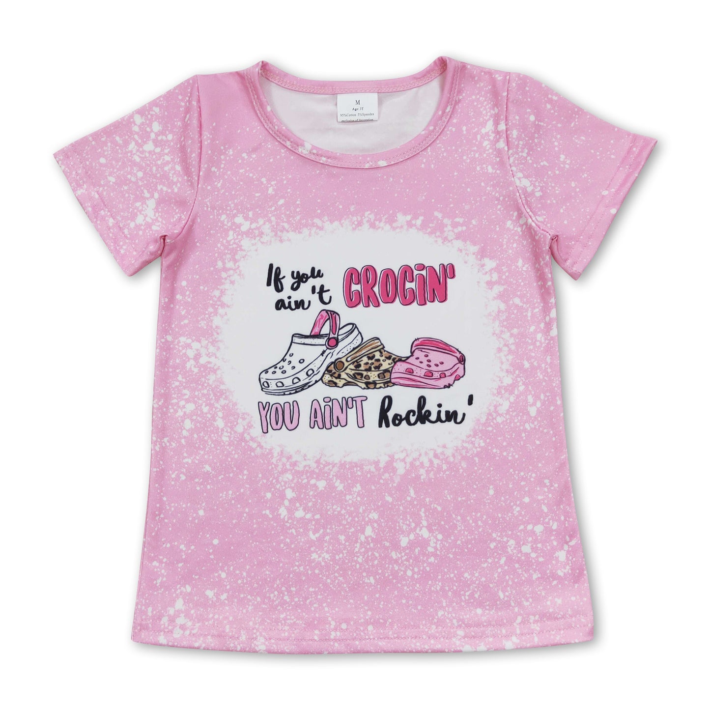 Short sleeves pink bleached sandals girls summer shirt