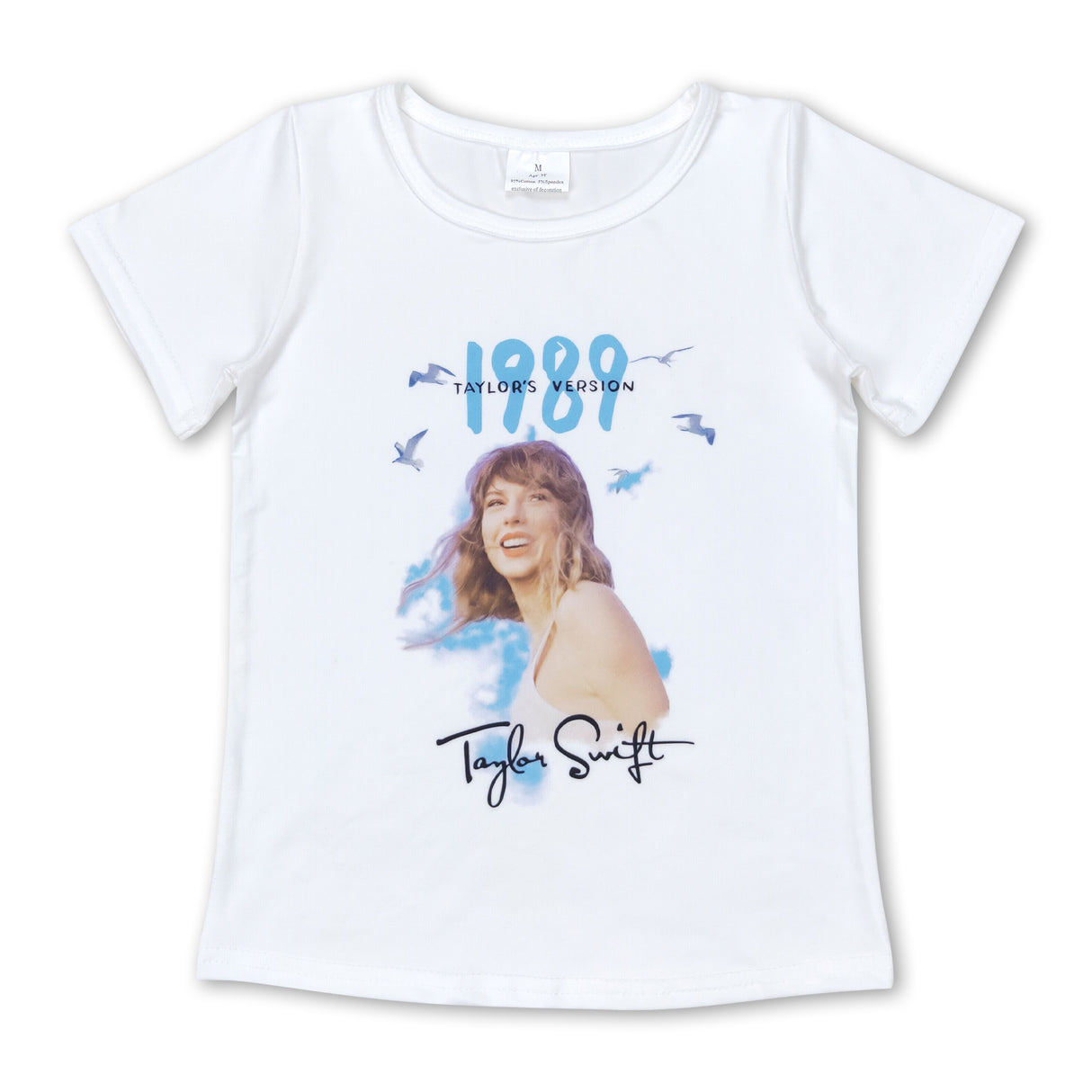 White blue short sleeves singer girls shirt