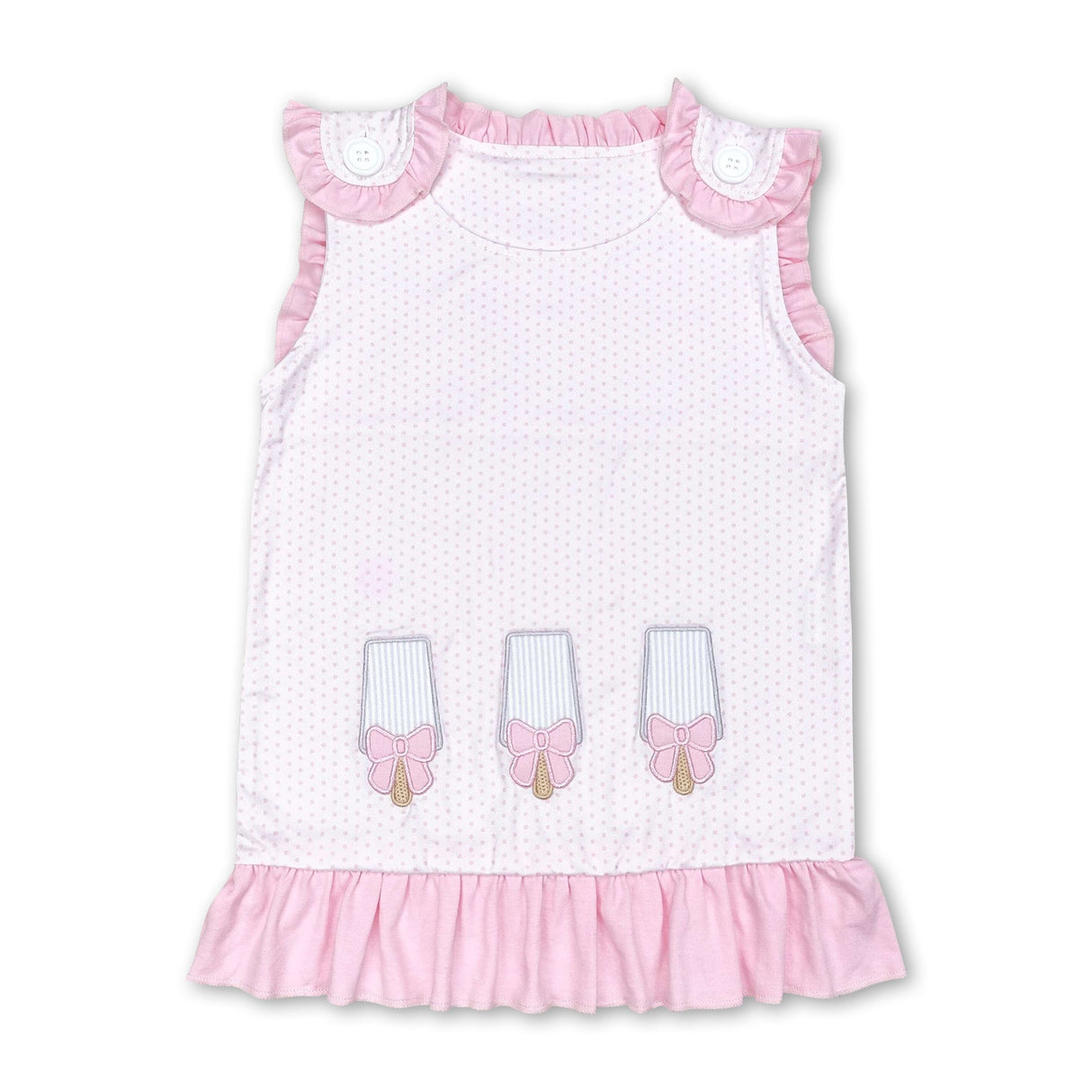 Sleeveless polka dots bow popsicle girls summer shirt