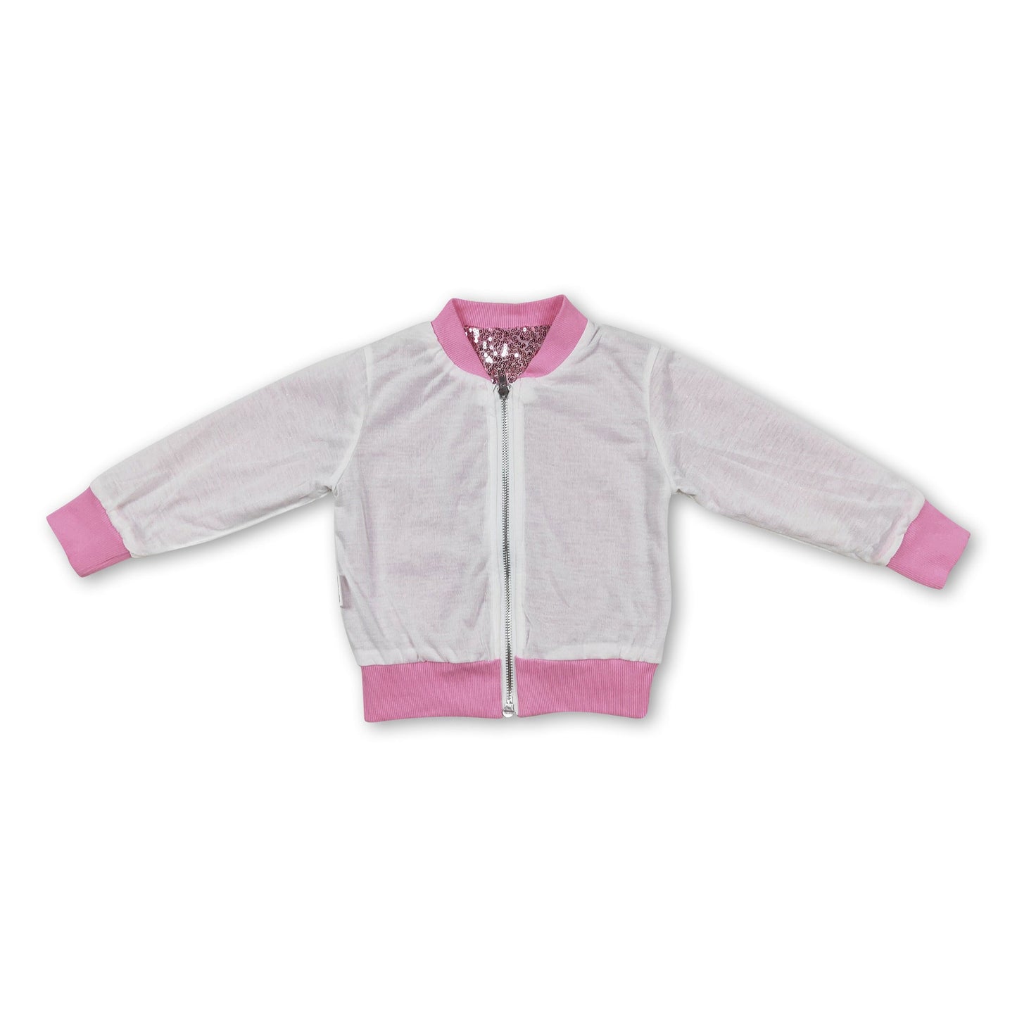 Pink sequin zipper baby girls winter coat