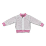 Pink sequin zipper baby girls winter coat