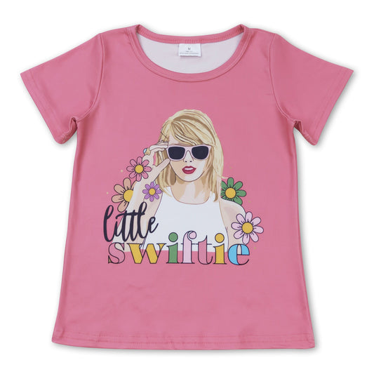 Short sleeves floral little singer girls summer shirt