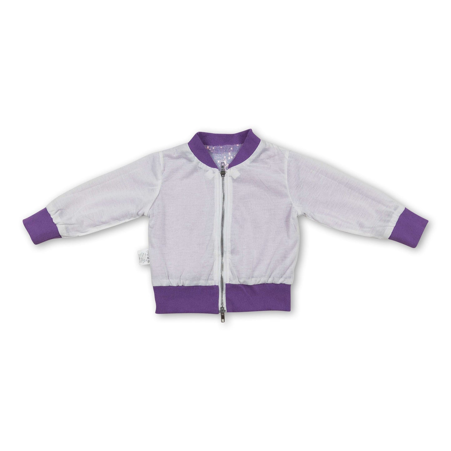 Purple sequin zipper baby girls winter coat