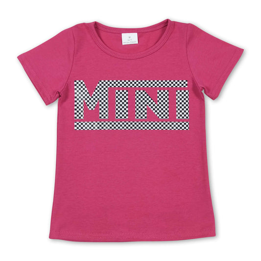 Hot pink short sleeves mini mommy and me girls shirt