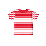Short sleeves red stripe baby kids shirt