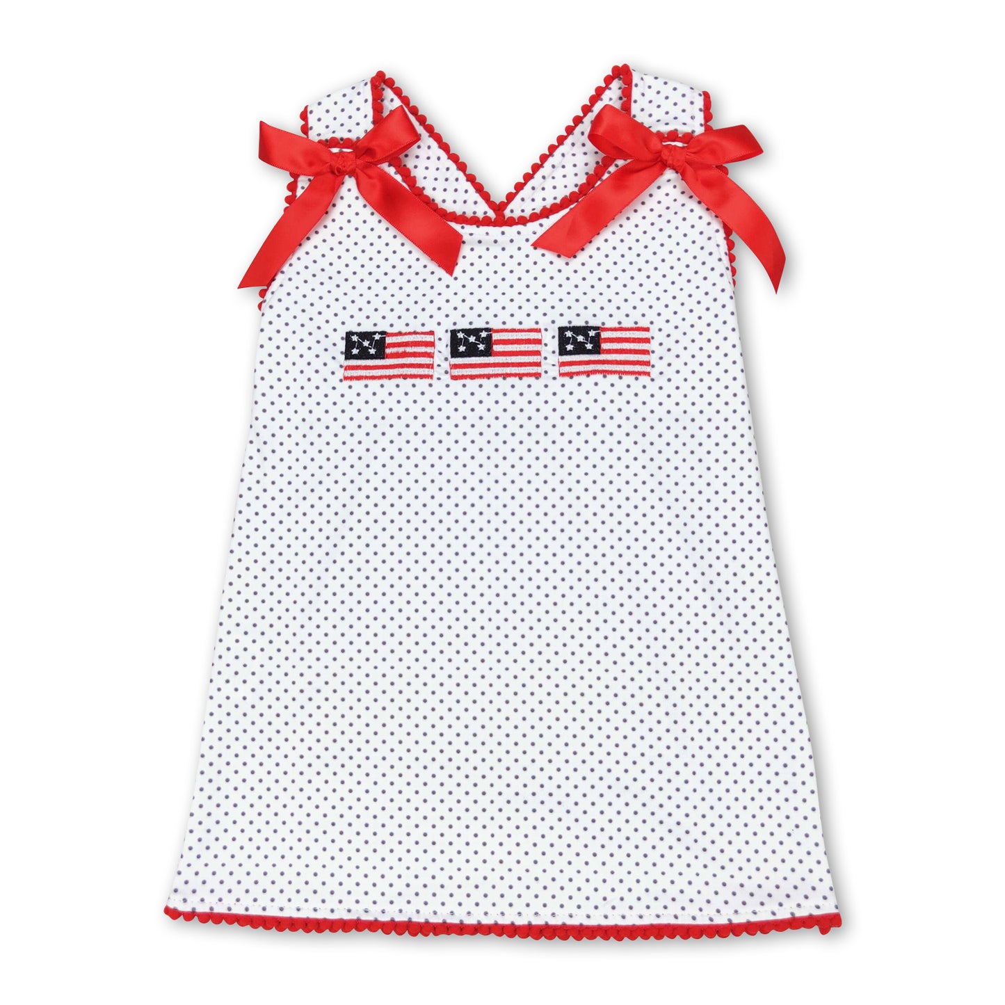 Straps polka dots flag baby girls 4th of july shirt