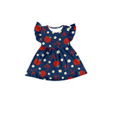 Flutter sleeves apple bow floral girls back to school shirt