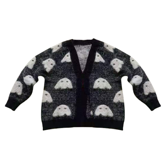 Bakcj white ghost cardigan girls Halloween sweater