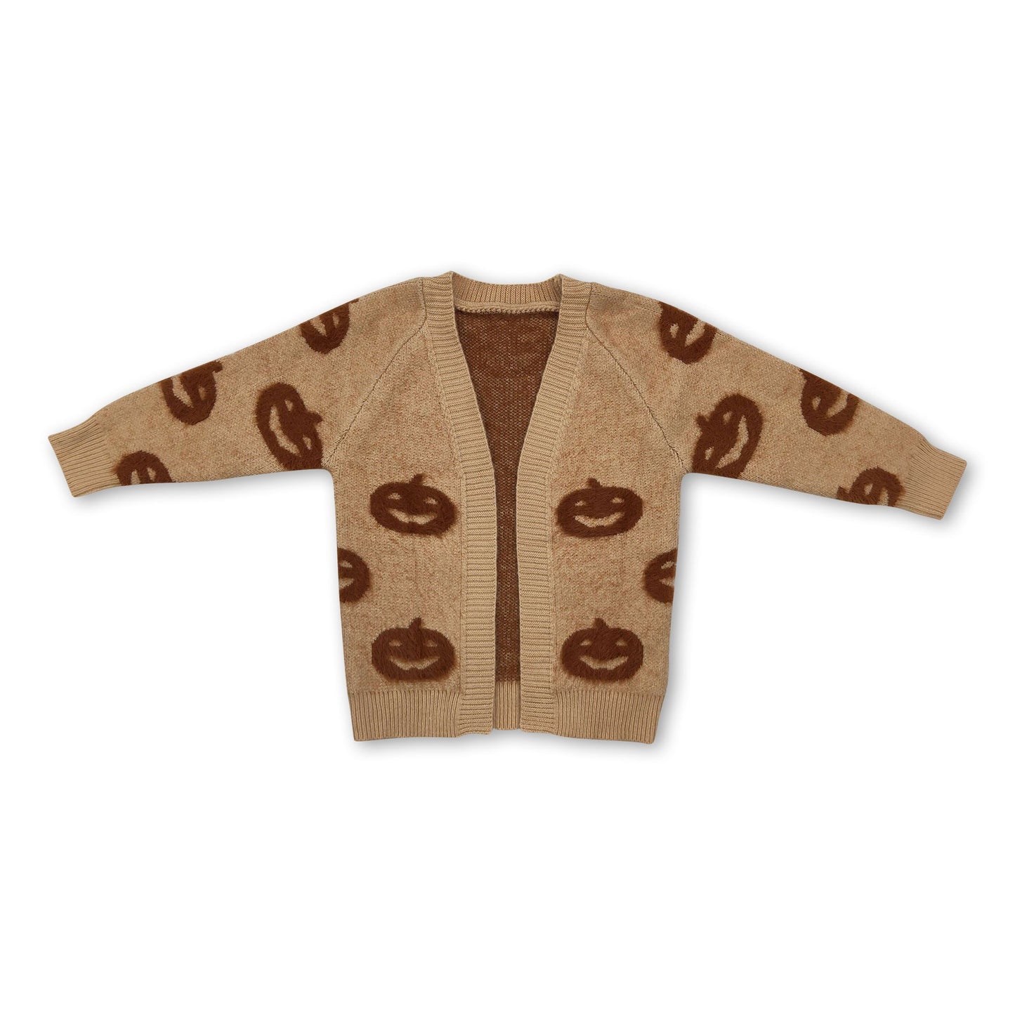 Khaki pumpkin cardigan girls Halloween sweater