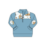 Long sleeves candy cane girls Christmas zipper pullover