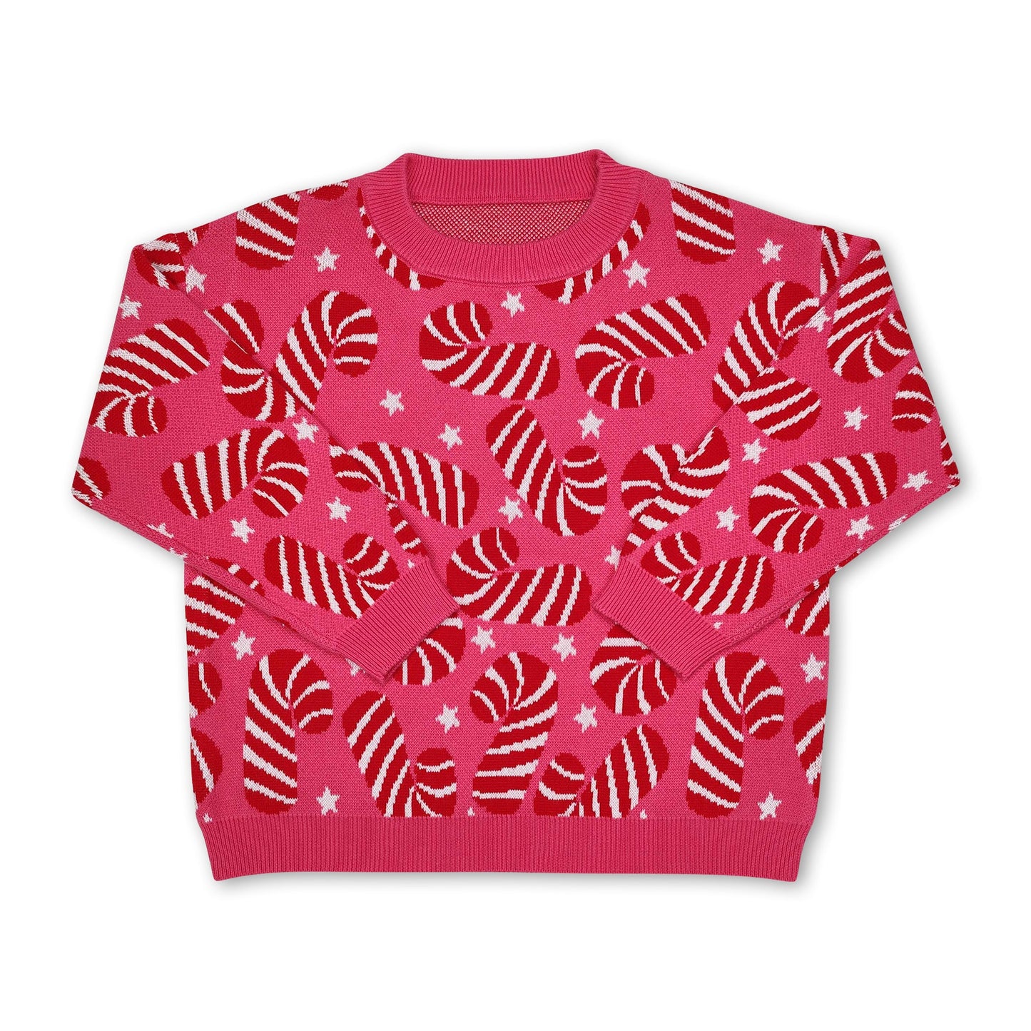 Pink candy cane kids girls Christmas sweater