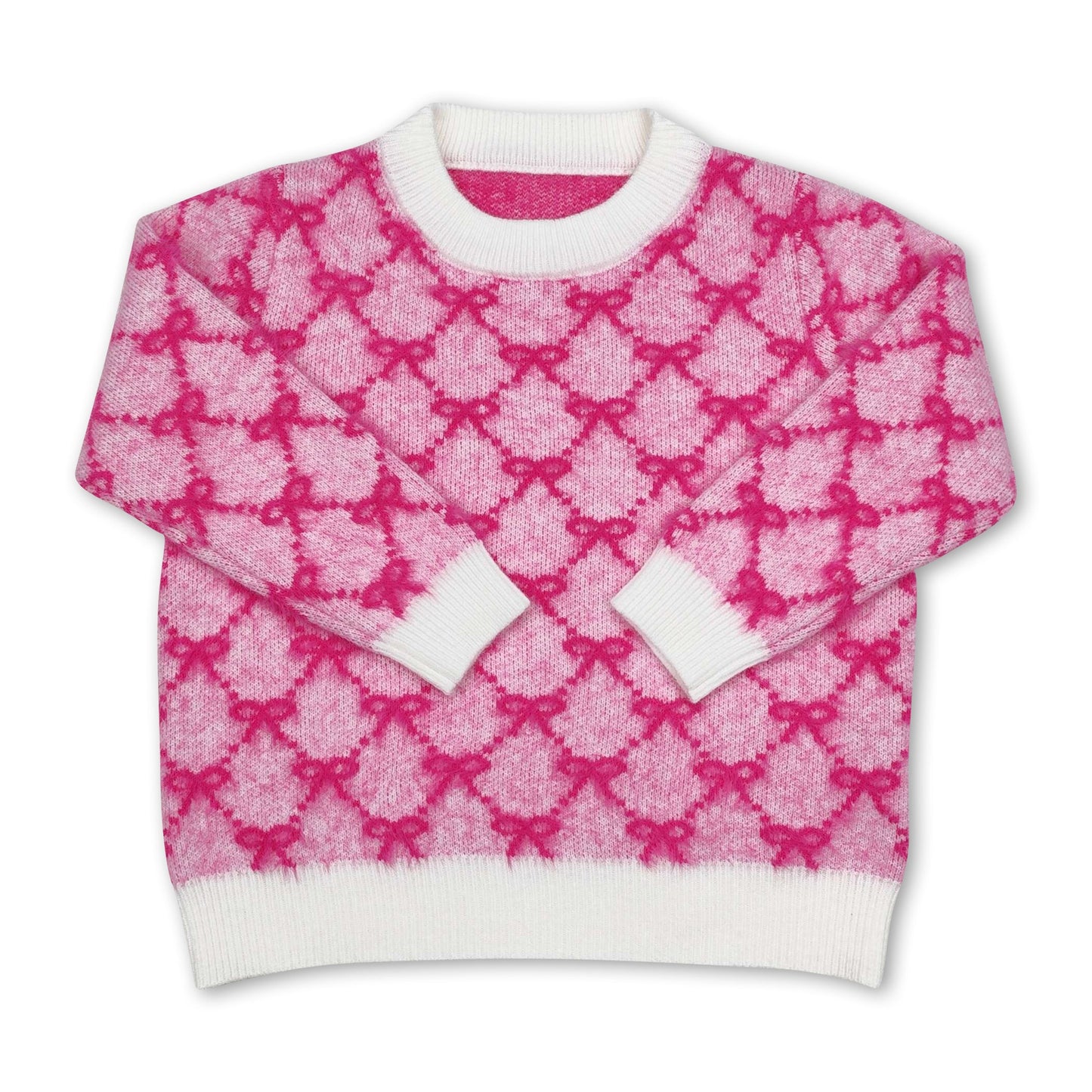 Pink bow kids girls winter sweater