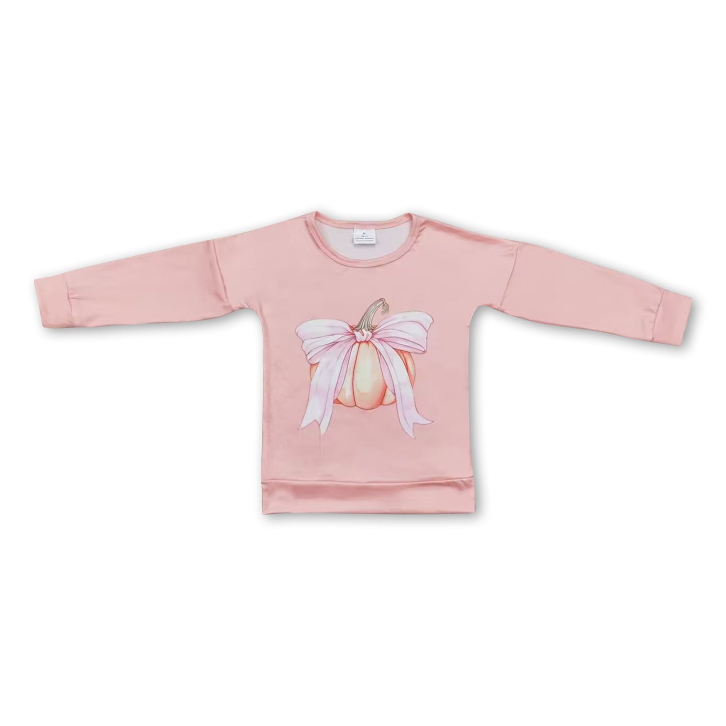 Long sleeves pumpkin bow baby girls fall shirt