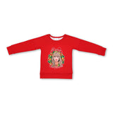 Long sleeves red merry Christmas singer girls shirt