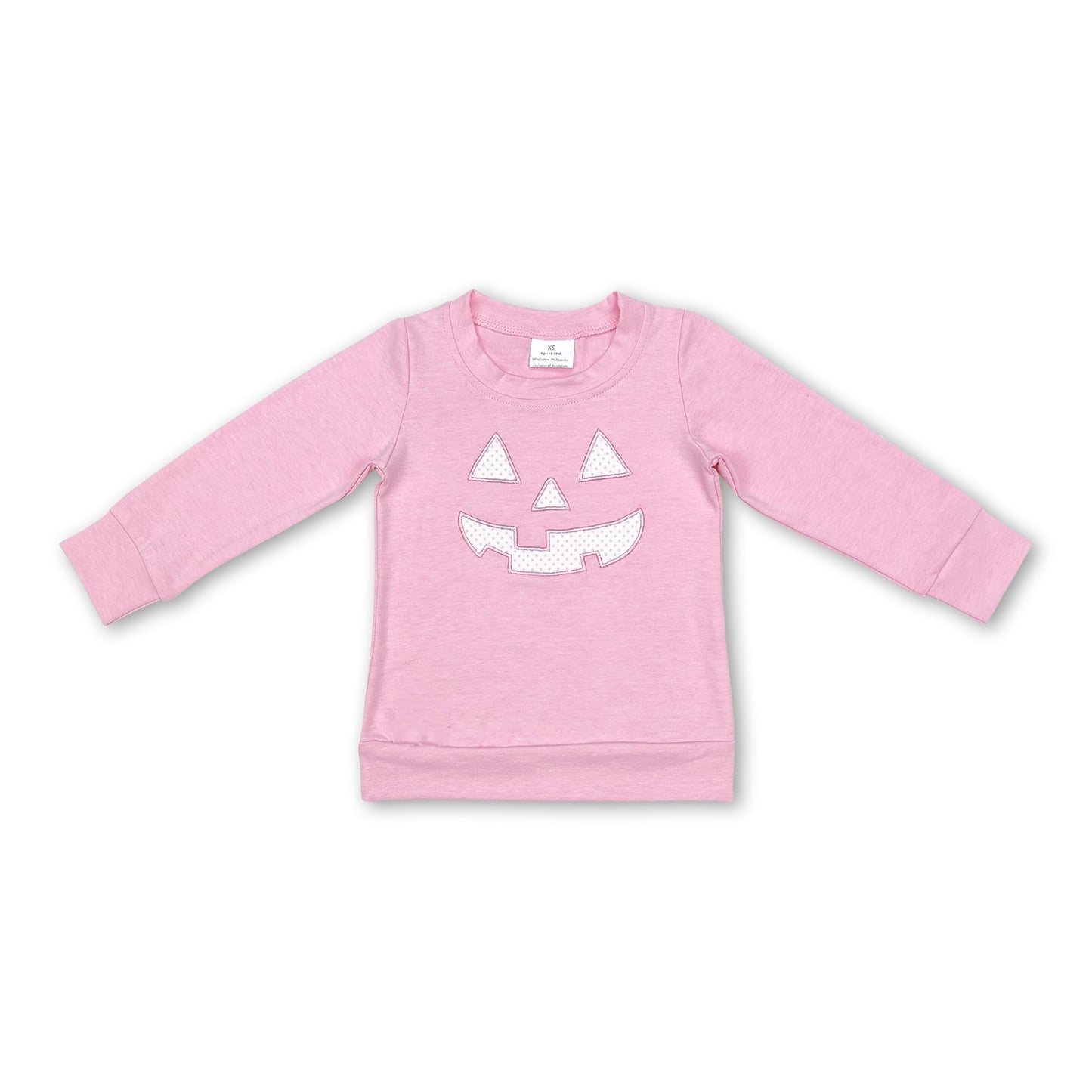 Pink long sleeves pumpkin baby girls Halloween shirt