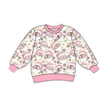 Pink santa groovy floral kids girls Christmas shirt