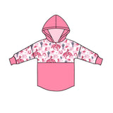 Pink plaid cactus horse kids girls western hoodie