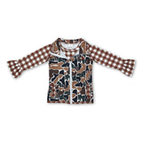 Sleeveless camo vest plaid shirt girls clothing set