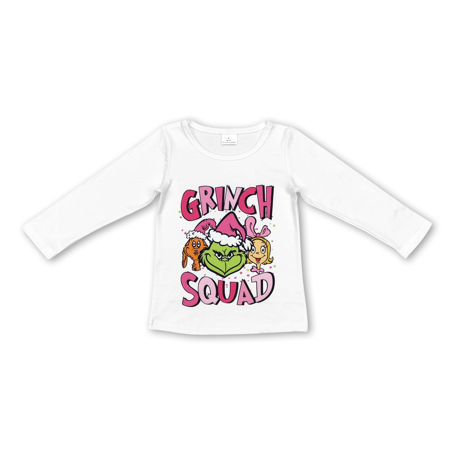 White long sleeves green face squad girls Christmas shirt