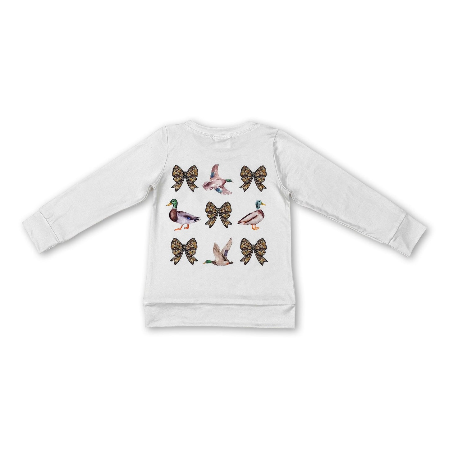 Long sleeves duck camo bow kids girls shirt