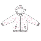 White long sleeves pink bow kids girls hooded jacket