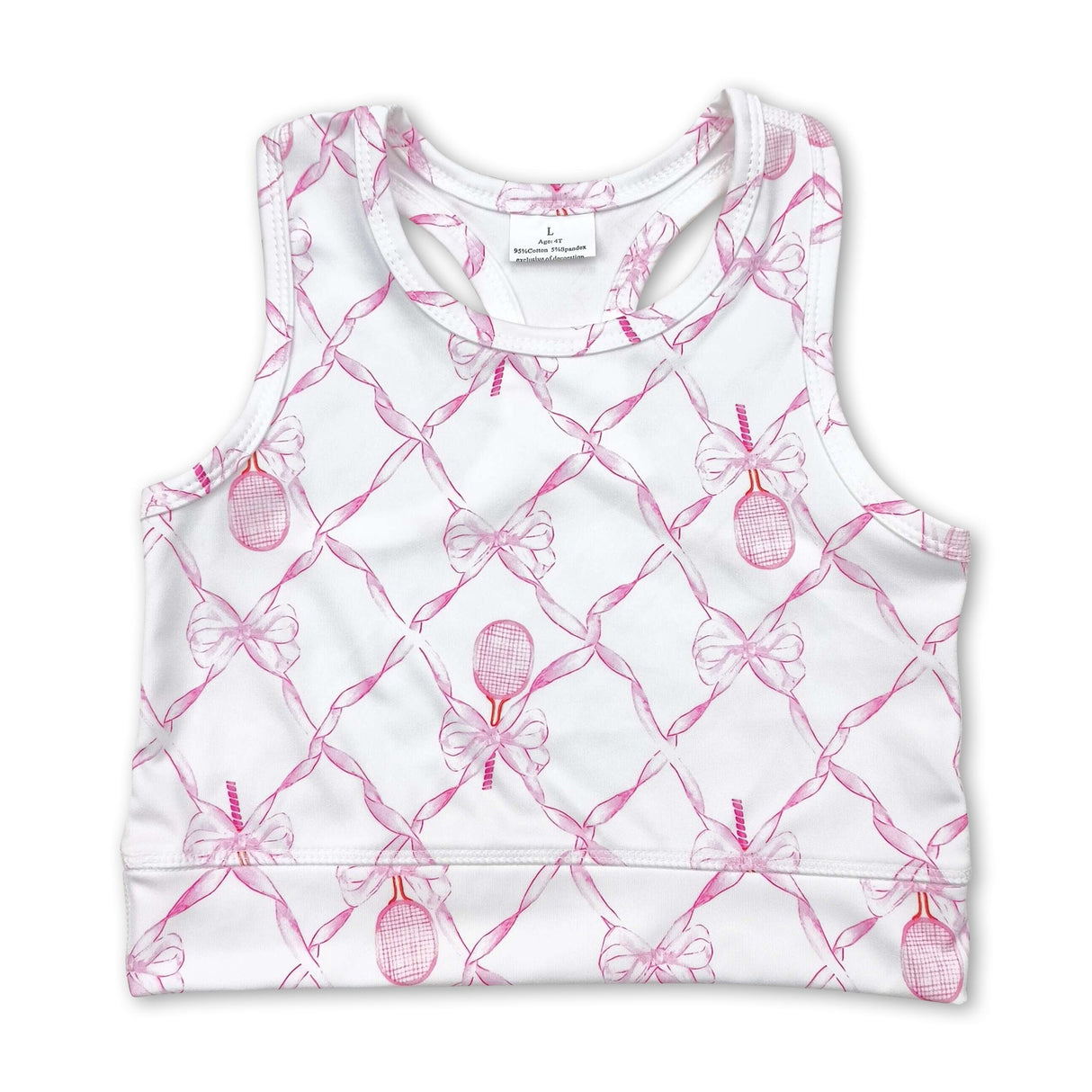 Sleeveless pink bow tennis toddler girls yoga top