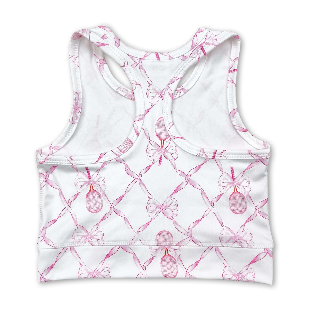Sleeveless pink bow tennis toddler girls yoga top
