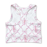 Sleeveless pink bow tennis toddler girls yoga top