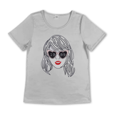 Grey Short sleeves glasses singer adult women shirt