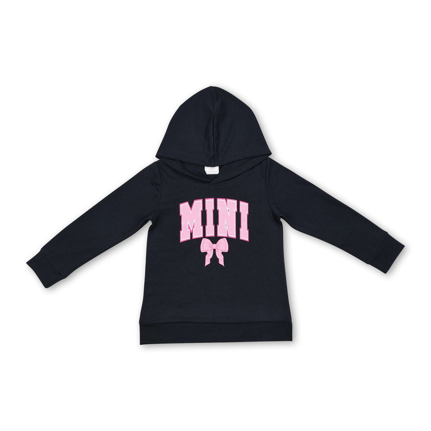 Black long sleeves mini bow baby girls hoodie