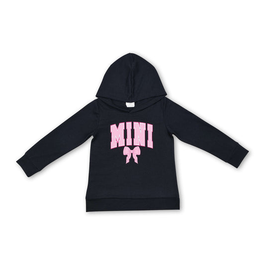 Black long sleeves mini bow baby girls hoodie