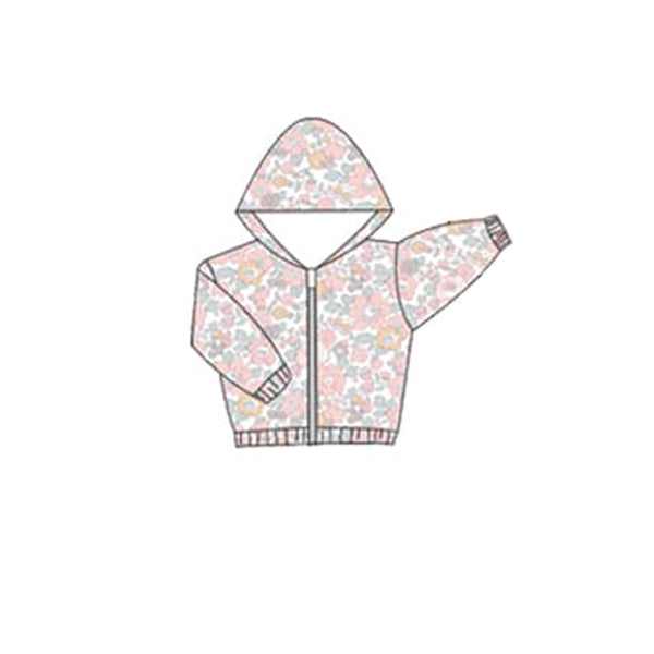 Long sleeves pink floral baby girls zip jacket