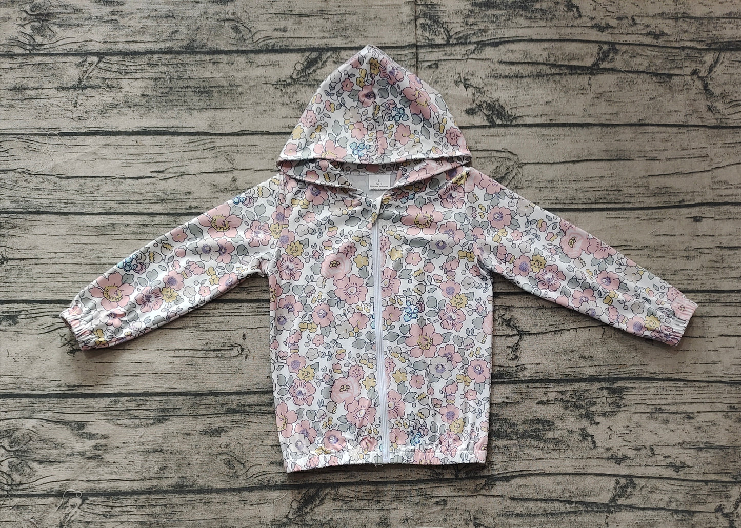 Long sleeves pink floral baby girls zip jacket