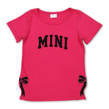 Hot pink short sleeves mini bow baby girls shirt