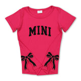 Hot pink short sleeves mini bow baby girls shirt