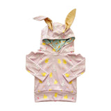 Pink long sleeves bunny carrot ears girls Easter hoodie