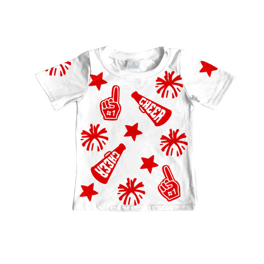 Short sleeves cheer red kids girls team shirt