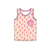 Pink sleeveless pocket thunder western kids summer top