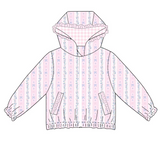 Pink long sleeves floral bow kids girls hoodie