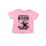 Pink short sleeves bell bottom country singer girls shirt