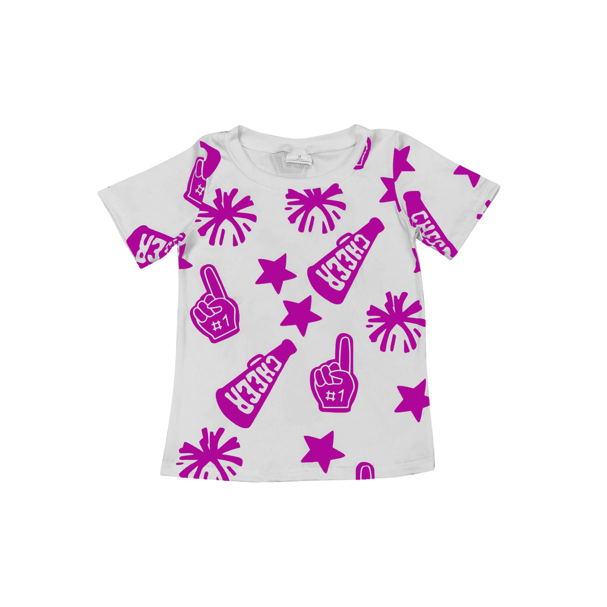 Purple short sleeves cheer kids girls team shirt
