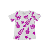 Purple short sleeves cheer kids girls team shirt