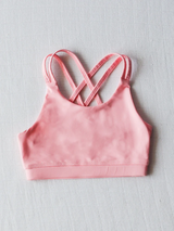 Light pink straps kids girls summer activewear crop top