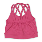 Hot pink straps kids girls summer activewear crop top