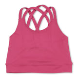 Hot pink straps kids girls summer activewear crop top
