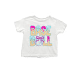 Sprinkle ice cream baseball bow kids girls shirt
