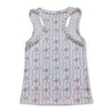 Sleeveless stripe floral bow kids girls activewear top